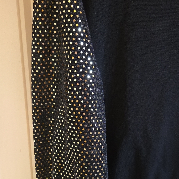 Gold Sparkle Sleeve Black Sweater - Picture 5 of 7